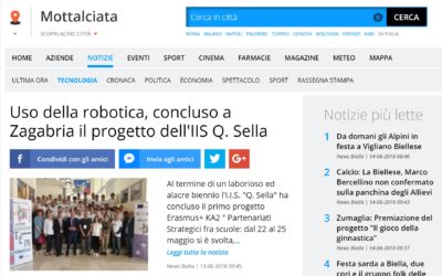 13 giugno 2018 – Mottalciatanews: Uso della robotica, concluso a Zagabria il progetto dell’IIS Q. Sella