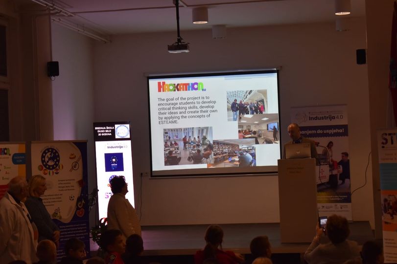 Dissemination of the EU Hackathon project in “Dugo Selo” high school, held for students and their teachers from France.